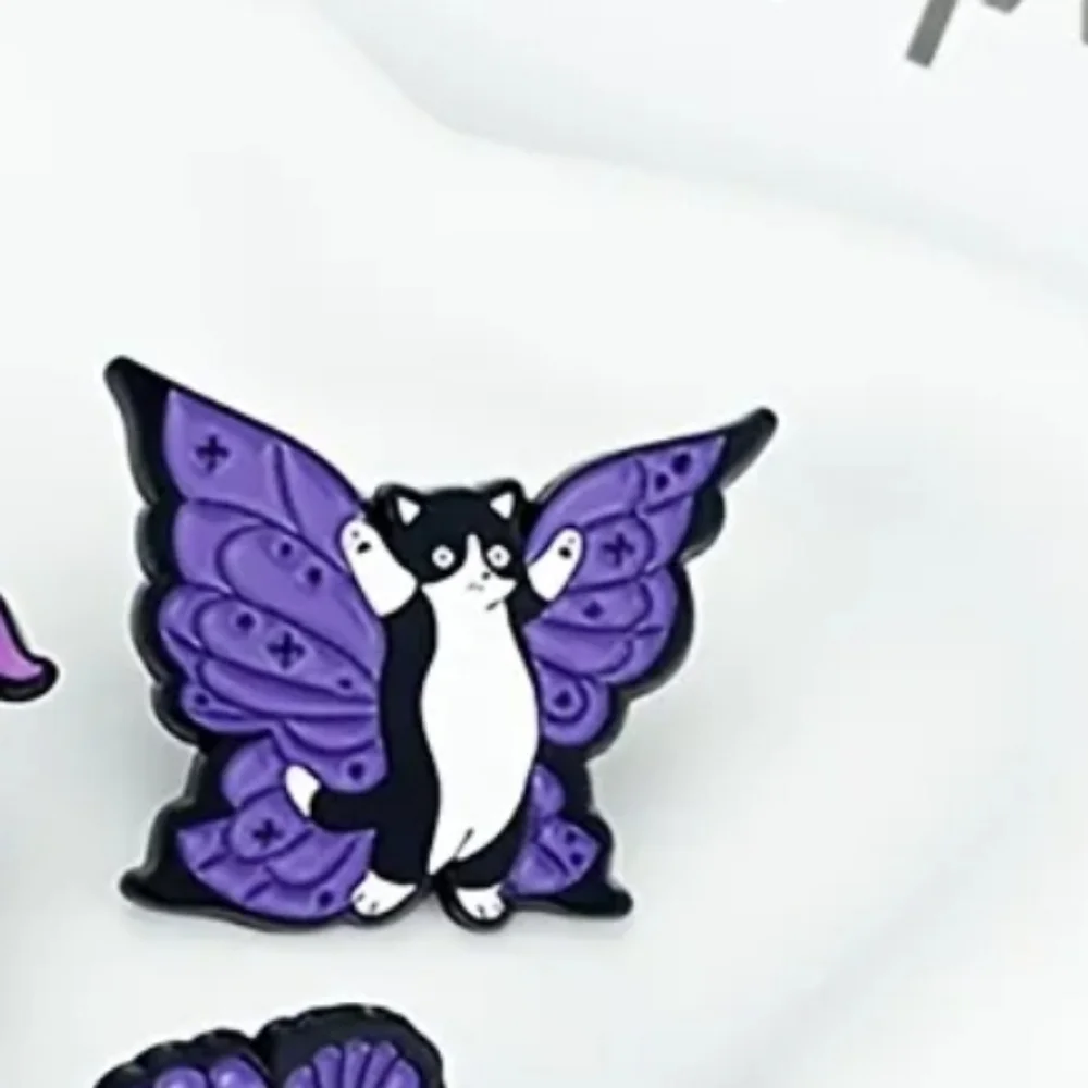Purple Butterfly Cat Enamel Pin